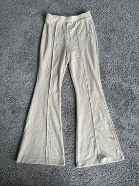 aerie cream ribbed flared pants